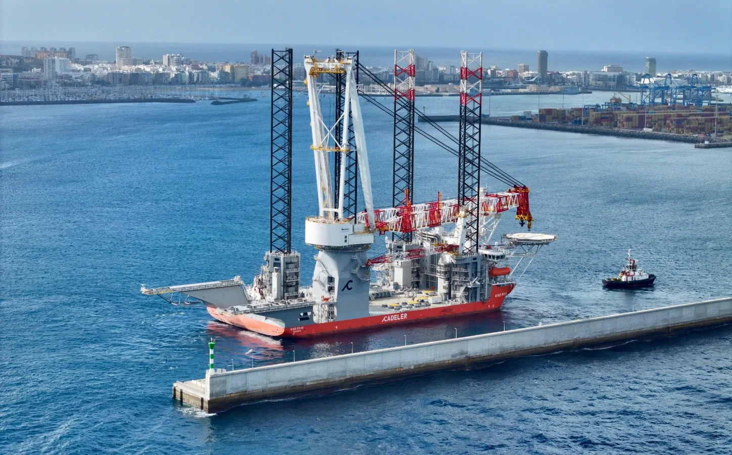 Offshore vessel in port